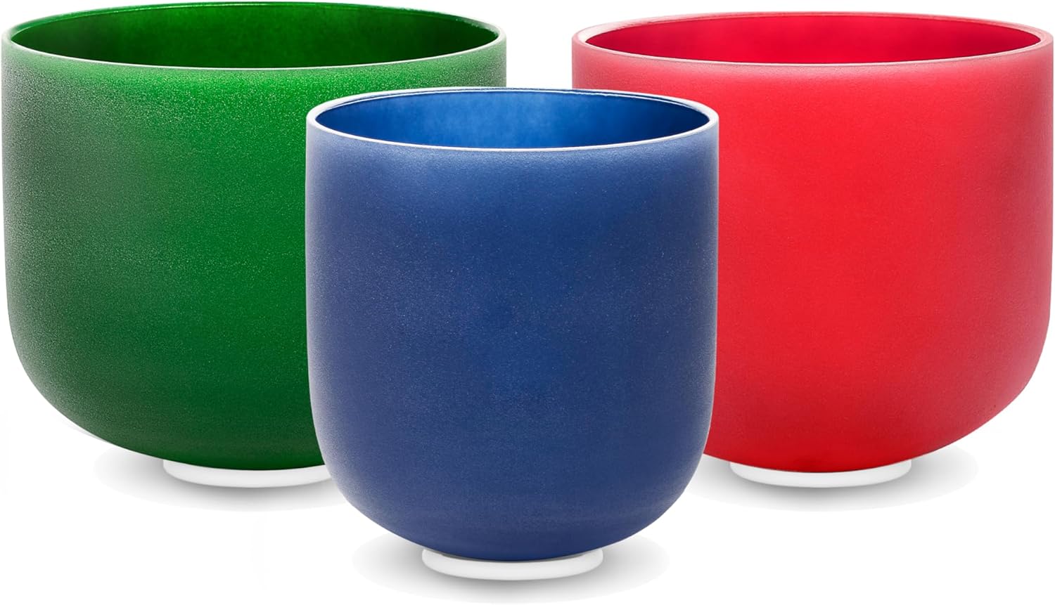 (8"F+7"C+6"A) Set of 3 Color Crystal Singing Bowls with Heavy Duty Carrying Case and Mallets - TOPFUND Crystal Singing Bowl